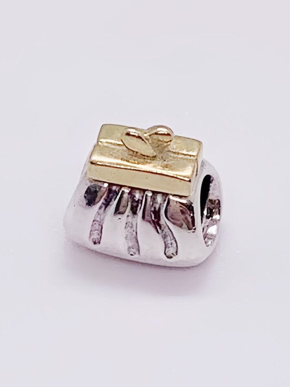 Pandora Two Tone Bow Purse Sterling Silver and Gold-Plated Charm